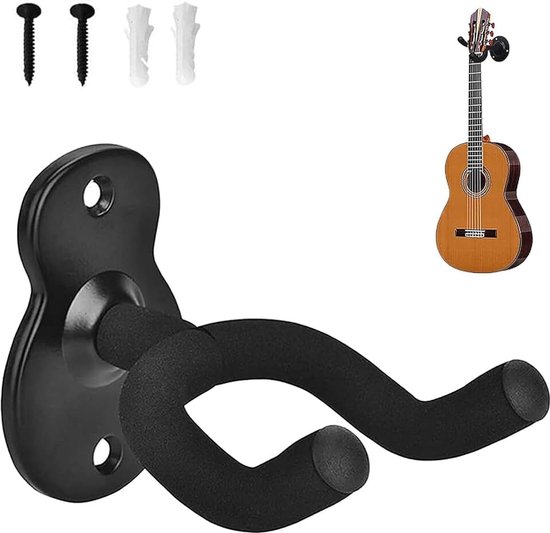 Gitaarhouder voor aan de muur, wandhouder, metaal, universele gitaarwandhouder, gitaaraccessoires, voor akoestische gitaar, klassieke gitaar, elektrische gitaar, bas, ukelele