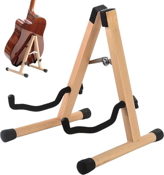 Gitaarstandaard van hout, gitaarstandaard voor akoestische gitaar, verstelbare standaard voor bas, cello, ukelele