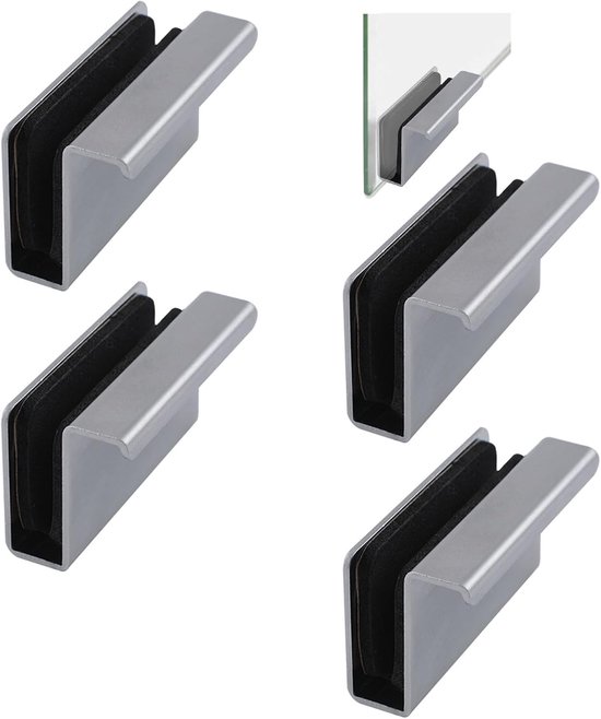 Glazen vingerrand trek, 4 stuks kastvinger trekkend handvat glazen deurclips kast sluiting klem verborgen handgreep voor display glazen etalage deur (parel chroom)