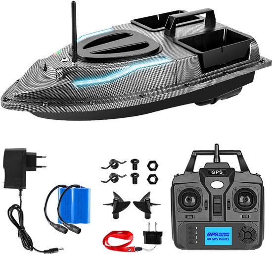Gloovon Voerboot - Karper Voerboot - 40 GPS Postities - 500M Bereik - 1.5 KG Voercapaciteit - Karper Vissen Baitboat - Hengelsport Materiaal - Visspullen Accesoires