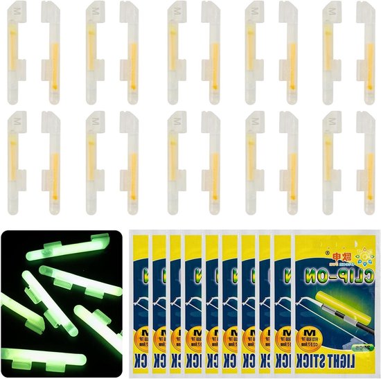 Glow Sticks voor Vissers, Fluorescentie Lichtstokken voor Nachtvissen, Verlichting voor Hengel, Verpakkingen van 20 Stuks (10 Stuks)