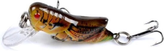 Goedkoopbaarzen - Sprinkhaan - Bruin - Plug - Kunstaas - 4,5 cm - 3,5 gram van Merkloos