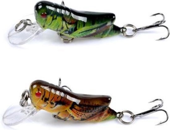 Goedkoopbaarzen - Sprinkhanen - Groen & Bruin - Pluggen set - Kunstaas - 4,5 cm - 3,5 gram van Merkloos