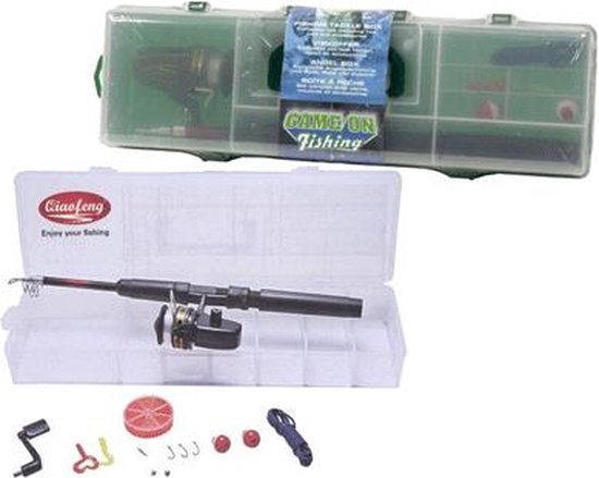 Gof Visset - 15-delige tacklebox + hengel - 14 x 46 x 78 cm van Merkloos