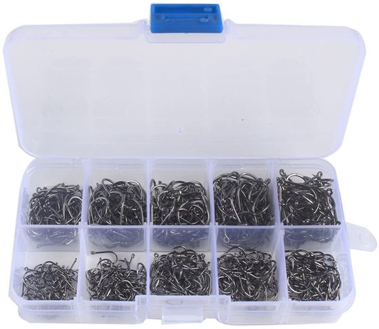 Golden crown - Vishaak Set - Koolstofstaal Met Weerhaken - 500 Stuks - Voor Zoet- en Zoutwatervissen - Diverse Maten - Perfect voor Vissers - Kleur Zwart van Merkloos