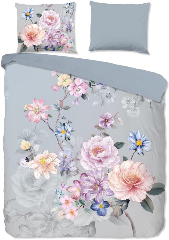 Good Morning Dekbedovertrek Flanel Elena - grey 200x200/220cm