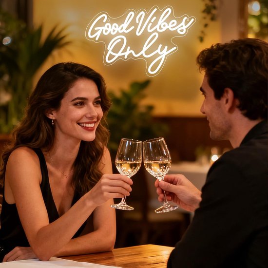 Good Vibes Only Neonbord, witte Good Vibes neonborden voor wanddecoratie, led-neonlichtbord voor meisjesslaapkamerdecoratie, feest, verjaardag, bruiloft, salon, winkelcentrum, huismuurdecoratie