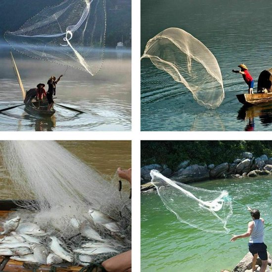 Gooi visnet visgaas draagbaar visnetwerk val visaccessoire visvangnet duurzame rivieren buiten voor vissen - 36 meter lengte van Merkloos