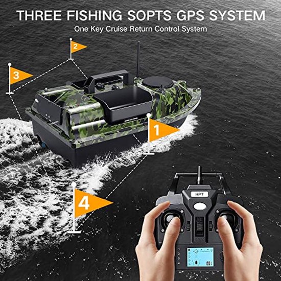 GPS Aasboot met Fishfinder en Draagtas - 500m Bereik, 12000mAh Batterij, Inclusief Toebehoren