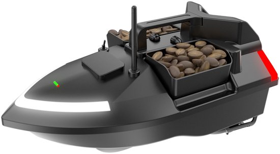 GPS Voerboot 40 Punten - 3 Bakken - 500m Afstandsbediening - Automatisch Retour - Directe Lijn Navigatie - Snelheidsregeling - Voor & Achterlicht - 12000mAh - Vissen - Zwart