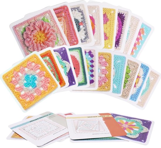 Granny Square Haakkaarten - 50 Mix en Match Ontwerpen met Haakschriften en Afbeeldingen voor Volwassenen en Beginners