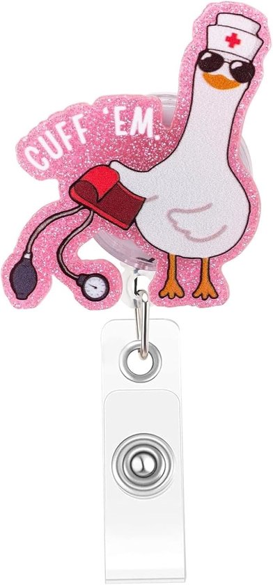 Grappige Gans Verpleegkundige Badge Reel met Cuff Em Badge Clip voor ID-Houder en Zorgpersoneel