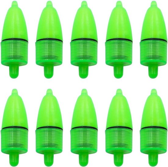 Green Glow - Set van 10 stuks Night Float LED-licht Karper Clip Alarmering voor Vissen van Merkloos