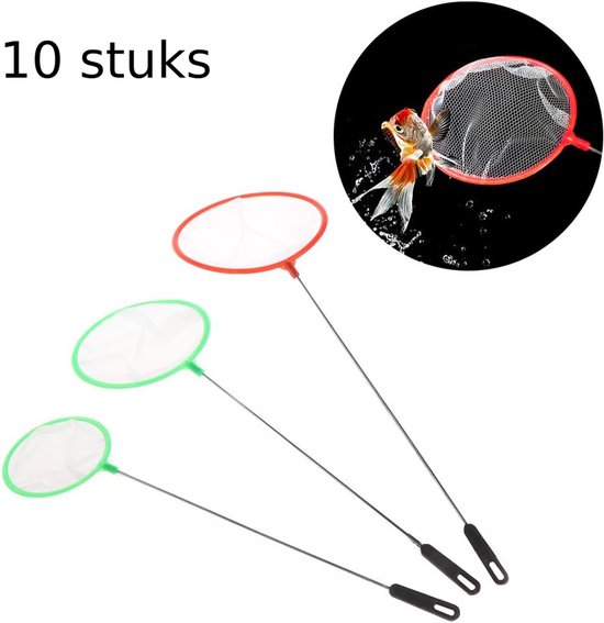 Green Harmony Klein visnet mini-visnet 10 stuks draagbaar vangnet garnalenvangnet - aquarium visnet - aquariumschepnet - fijnmazig schepnet visnet 36 x 11.5 cm - willekeurige kleur Green Harmony - Schepnet vijver van Merkloos