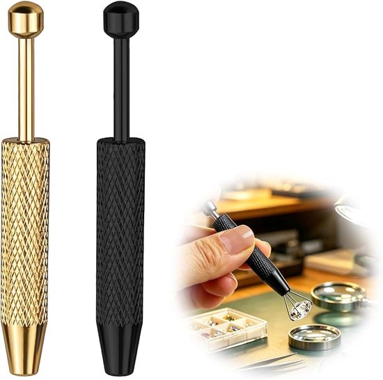 Greifpen met 4 klauwen, 2 stuks, precisiegereedschap van roestvrij staal voor kleine onderdelen, compacte multifunctionele tang, antislip, goud en zwart