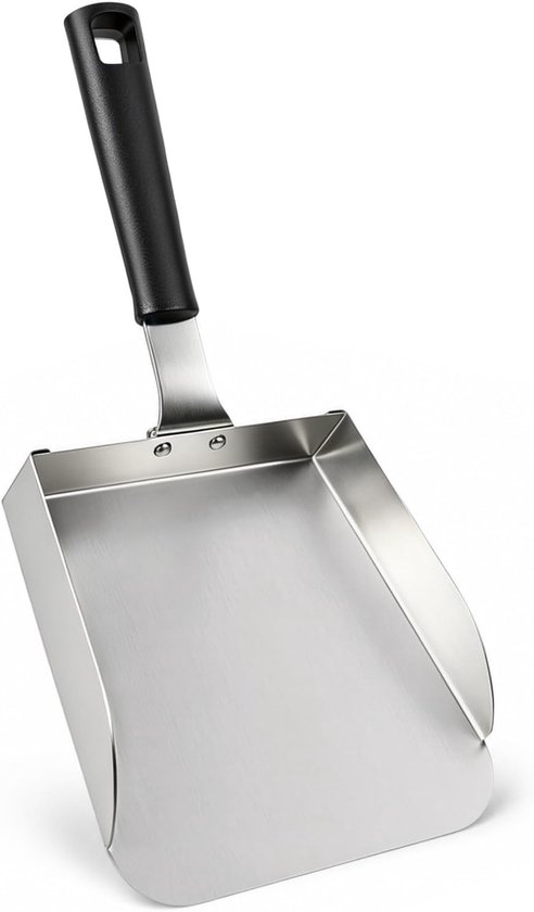Grillschep van roestvrij staal, grillspatel met hittebestendige handgreep, spatel van roestvrij staal, multifunctionele grillspatel voor plancha, teppanyaki, grillplaat, keuken, outdoor
