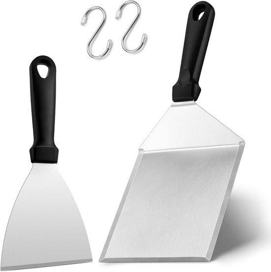 Grillspatel, 2 stuks, roestvrij staal, plancha-spatel, grillspatel voor smash burgers, hittebestendige grillspatel voor gasbarbecue, hamburgerpers, teppanyaki, grillgeschenken mannen