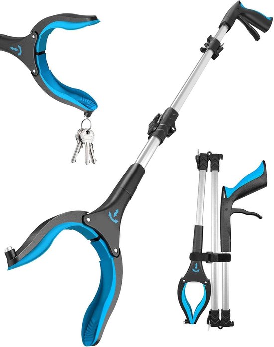 Gripping Pliers for Seniors, 91 cm, Gripping Aid with Magnet, Aluminium Grabber for Rubbish, Swivel Gripping Head - ShopVlot