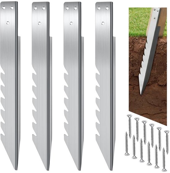 grondankers, 4 stuks, grondankers voor houten palen, inslagbodemhuls, lengte 40 cm, paaldrager van verzinkt staal voor schommel, tuinhuis, hekken, tuinprojecten