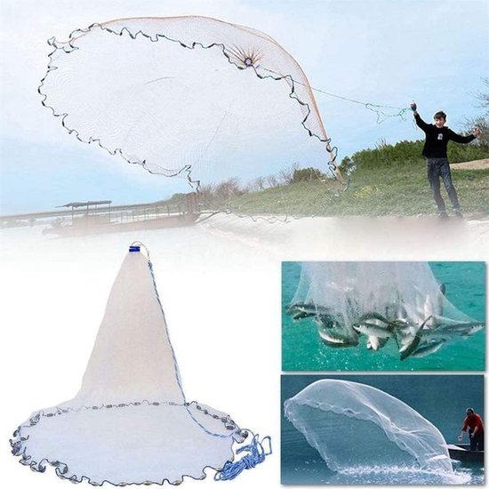 Groot Werpnet Visnet 540 cm Draagbaar Met Zinker en Handsnoer - Ideaal voor Hengelsport