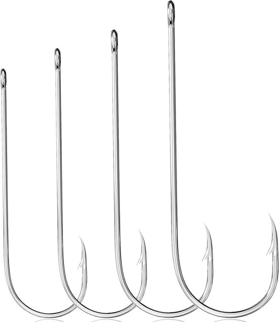 Grote Barbed Sea Fishing Hooks met Lange Schacht en Brede Mond, Maten 1# tot 3/0, Lichtgewicht Carbon Staal Hengelsportaccessoires van Merkloos
