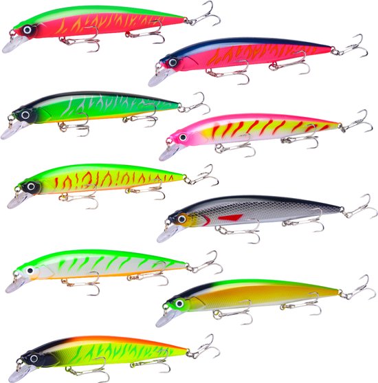 Grote Blinkers 14CM voor Aasvissen - Set van 9 spinners - Kunstaas voor oa Snoek, Meerval & Zeebaars van Merkloos