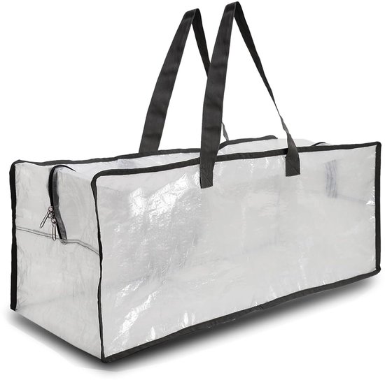Grote geweven opbergtas van polypropyleen met handvat voor kleding, dekens en quilts | 74 x 36 x 33 cm | 1 vak | Opvouwbare multifunctionele opbergtas (1 stuk)