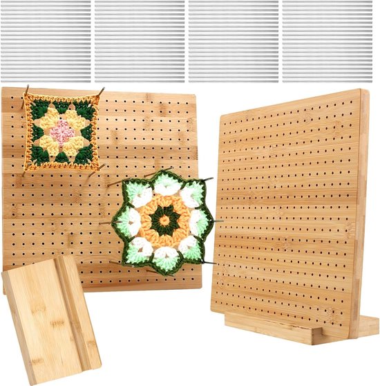 Grote Haakblokbord van 28 x 28 cm met 40 Spelden - Professionele Tool voor Haken en Breien van Granny Squares