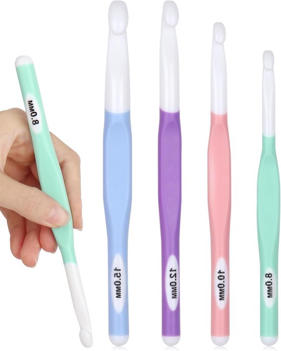 Grote Haaknaalden 15mm van Plastic voor Reis en Vezelprojecten, Ergonomisch Ontwerp voor Handen met Artritis en Comfortabel Haken van Merkloos