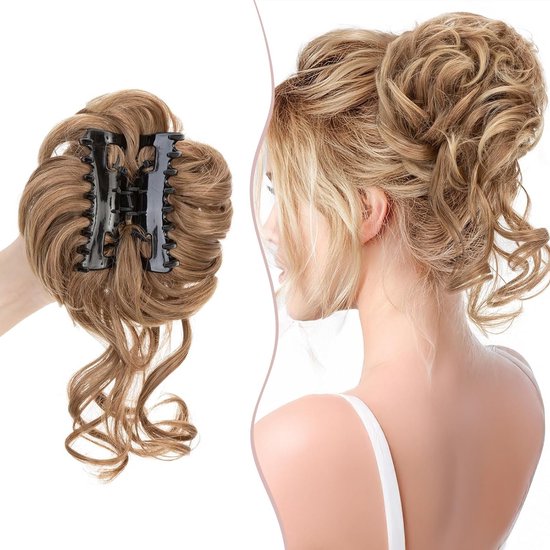 Grote Haarstuk Clip voor Buns en Vlechten - Elastische Haarextensie voor Vrouwen in Grijs #12T24 van Merkloos