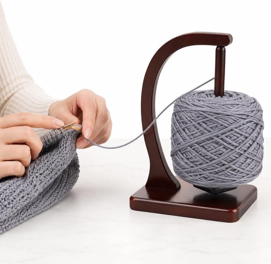 Grote Houten Wolhouder met Magnetische Rol, Ideaal voor Breien en Haken, Perfecte Accessoire en Cadeau voor Creatieve Handwerken