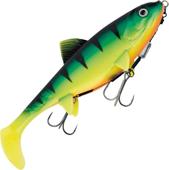 Grote Rubberen Vis Shad voor Kunstaas Vissen op Snoek - 23cm, 125g - UV Firetiger van Merkloos