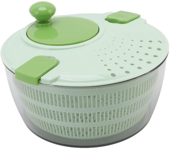 Grote Saladespinner 4L - Groente Wasmachine en Droger met Kom en Zeef, Ideaal voor Fruit en Groenten, Handmatige Salade Mixer, Perfect voor Verse Salades en Gezonde Maaltijden