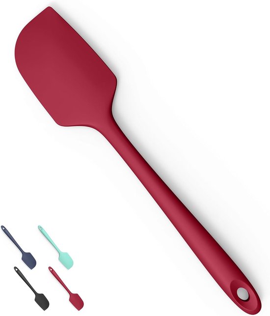 grote siliconen bakspatel, hittebestendig 315℃, 28,9cm, Rood | Voedselveilige deegschraper, hittebestendig, zacht keukengerei, krasvrij, anti-aanbak, flexibel koken, mengen en vouwen