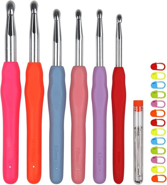 Grote sterke haken van 6mm tot 10mm, dikke metalen haken met ergonomisch handvat voor artritisvriendelijk gebruik