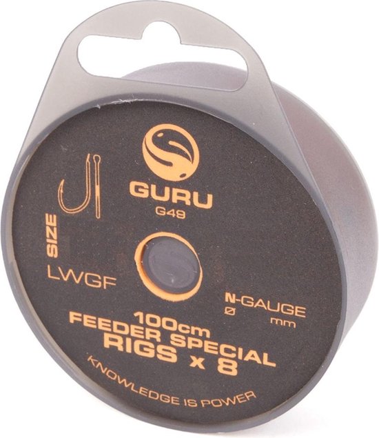 Guru LWGF Feeder Special 100cm (8 rigs) - Maat : 0.19mm - haak LWGF 10 van Merkloos