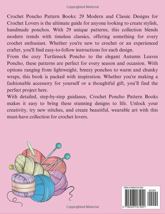 Haak Poncho Patroon Boeken: 29 Moderne en Klassieke Ontwerpen voor Haakliefhebbers van Merkloos