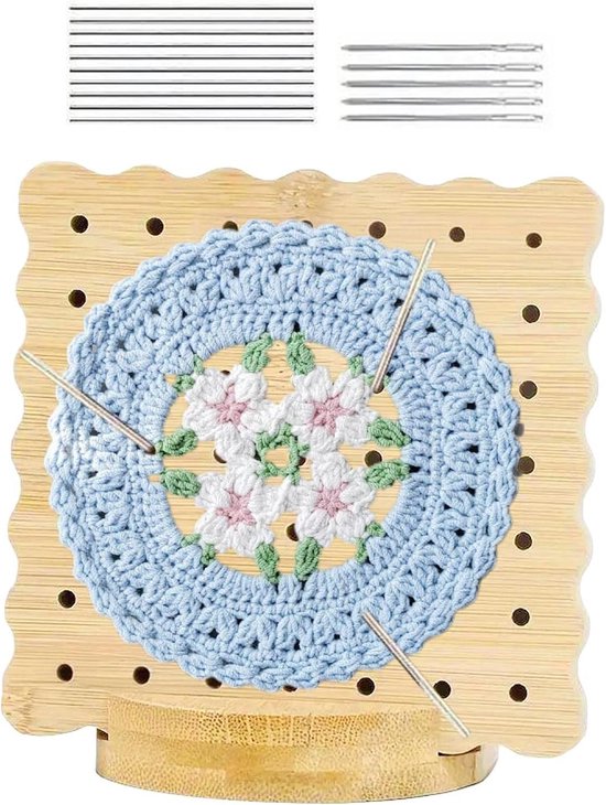 Haakblok met pennen - Haakblokker Hout - Handwerk Projecten - Uniform Patroon - 235 cm - Houtkleur van Merkloos