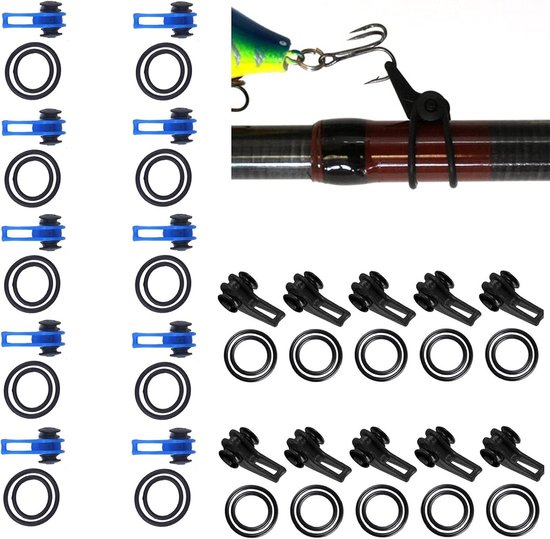 Haakhouder voor aas | 20 stuks hengelaccessoires | kunststof en rubber | veilig en duurzaam | zwart | geschikt voor meeste hengels