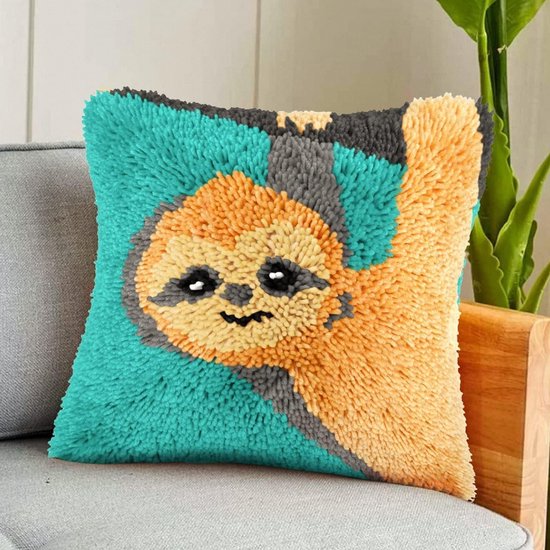 Haaklatch Tapijt Kits voor Borduren en Haken, Ronde Vorm, Handwerkset voor Beginners en Kinderen, 43 x 43 cm, Creatieve Activiteit en DIY Project van Merkloos