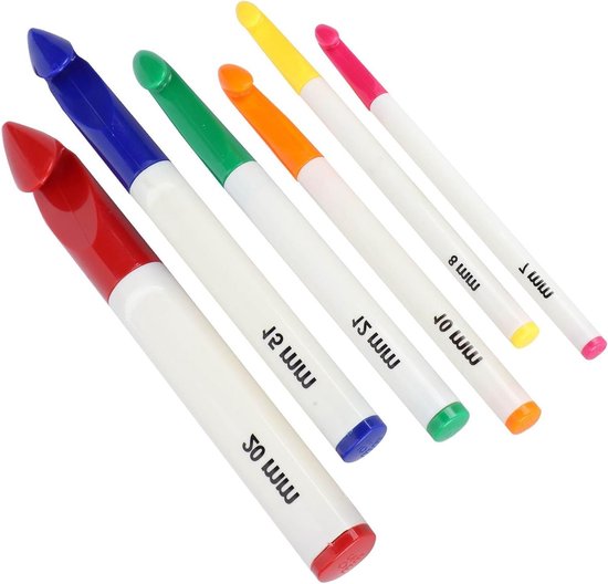 Haaknaalden Set voor Beginners - 6 Verschillende Maten (7.0mm, 8.0mm, 10mm, 12mm, 15mm, 20mm) - Duurzaam en Hoogwaardig Materiaal voor Creatieve Haakprojecten van Merkloos