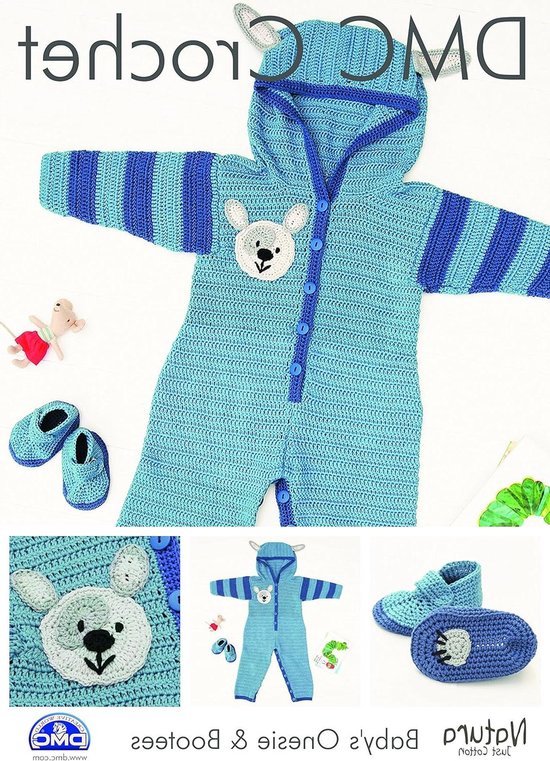 Haakpatroon Rompers Babyschoenen - Breipatroon Babykleding - Babykleding Maken - Uitgebreide Instructies - 30x21 cm - Meerkleurig