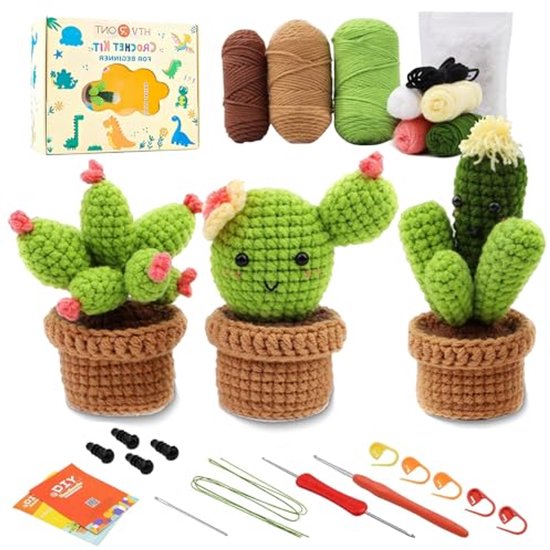 Haakset voor Beginners met 3 Cactus-Haken - Compleet Breien voor Kinderen en Volwassenen van Gepard Trading