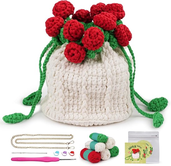 Haakset voor Beginners - Rosie Tas Haakset met Stapsgewijze Video Tutorials - Perfect Cadeau voor Kinderen en Volwassenen