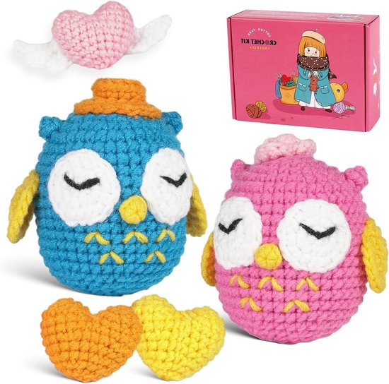 Haaksets voor Beginners - 2 Dierlijke Ontwerpen en 3 Hartvormige Patronen met Video Tutorials - Perfecte Verjaardag- en Kerstcadeaus van Merkloos