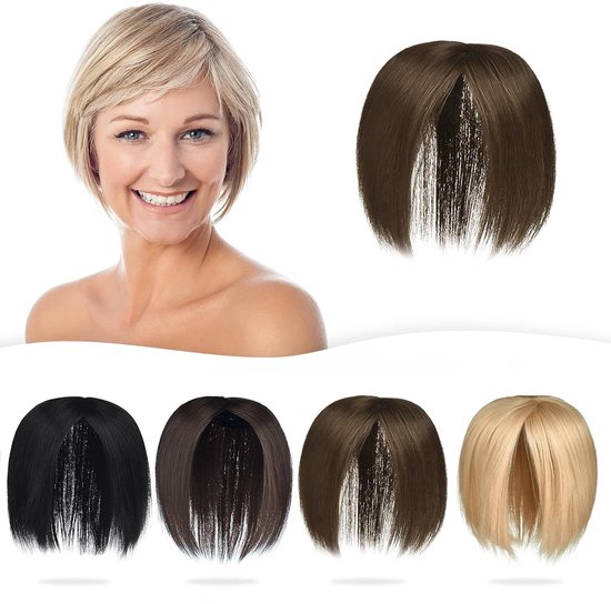 Haar topper voor vrouwen met 3 clips, glad synthetisch haarstuk voor dun haar