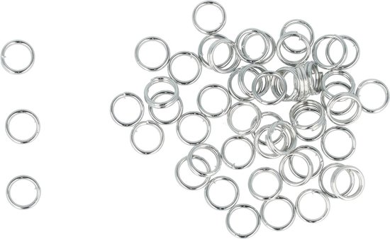 Haarsoires DIY splitringen 0,5 cm – metalen ringetjes – zilver – set van 50 - Onderdelen - Zelf Sieraden & Haaraccessoires Maken van Haarsoires