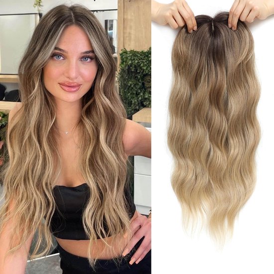Haartopper, 50 cm, bruinblond met donkere aanzet