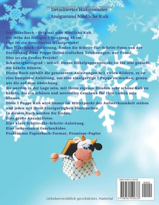 Häkelanleitung Niedliche Kuh mit Schritt-für-Schritt Fotos van emilibase.