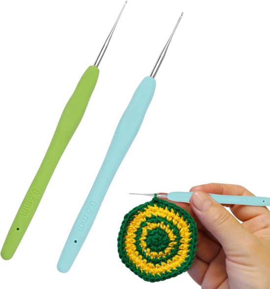 Haken voor Haakwerk, 2 Stuks, 0.5 mm, Dun voor Kant en Fijn Breiwerk, Ideaal voor Creatieve Projecten